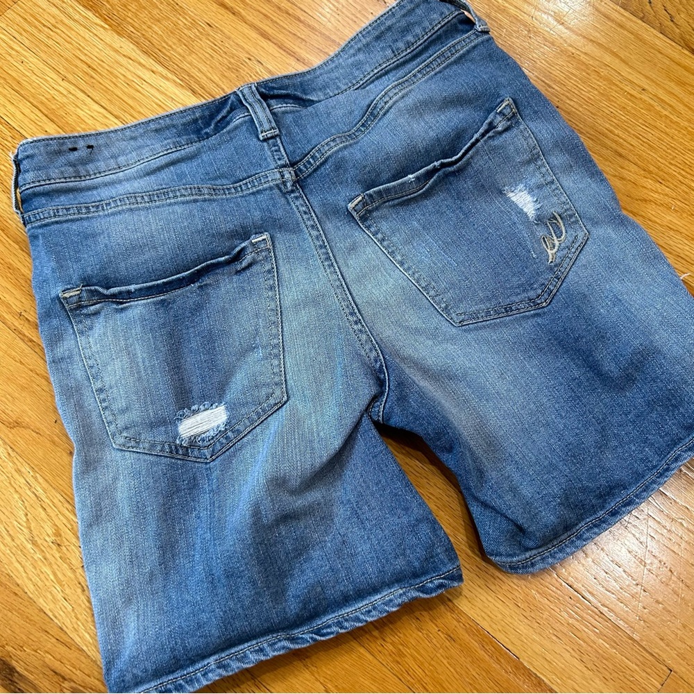 Express Jeans Shorts Womens 0 Blue Denim Distressed Ripped - Picture 2 of 6